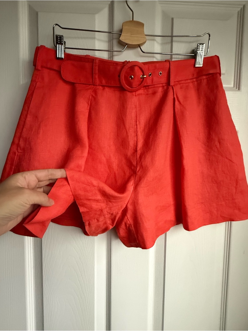 Banana Republic Belted Pleated Linen Meridian Shorts Red/Orange 12 Petite - Picture 11 of 11